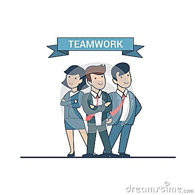 Linear Flat team leaders confident vector Business Vector Illustration