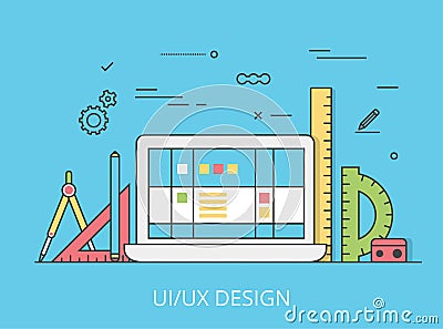 Linear Flat UI/UX interface design web site vector Vector Illustration