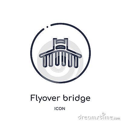 Linear flyover bridge icon from Maps and Flags outline collection. Thin line flyover bridge icon isolated on white background. Vector Illustration