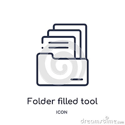 Linear folder filled tool icon from Files and folders outline collection. Thin line folder filled tool icon isolated on white Vector Illustration