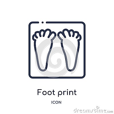 Linear foot print icon from History outline collection. Thin line foot print icon isolated on white background. foot print trendy Vector Illustration