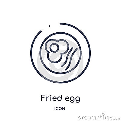 Linear fried egg icon from Hotel and restaurant outline collection. Thin line fried egg icon isolated on white background. fried Vector Illustration