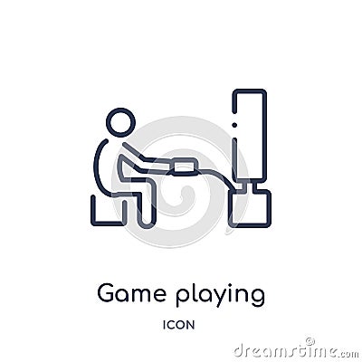Linear game playing icon from Activity and hobbies outline collection. Thin line game playing vector isolated on white background Vector Illustration