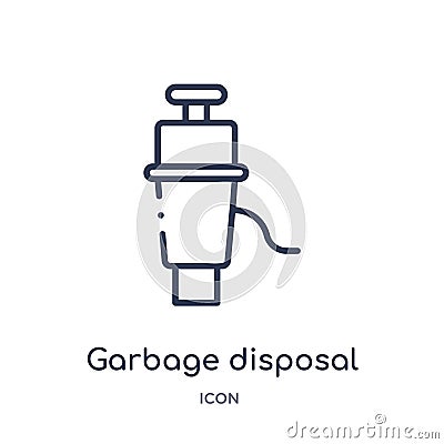 Linear garbage disposal icon from Electronic devices outline collection. Thin line garbage disposal vector isolated on white Vector Illustration