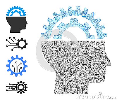 Linear Gear Engineer Icon Vector Mosaic Vector Illustration