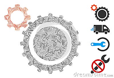 Linear Gears Icon Vector Collage Vector Illustration