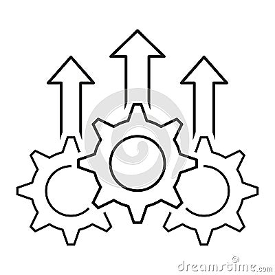 Linear gears up arrow icon. Vector illustration. Vector Illustration