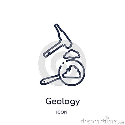 Linear geology icon from Elearning and education outline collection. Thin line geology vector isolated on white background. Vector Illustration