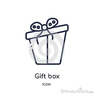 Linear gift box icon from Christmas outline collection. Thin line gift box vector isolated on white background. gift box trendy Vector Illustration