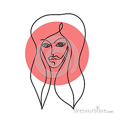 Linear girl face Vector Illustration