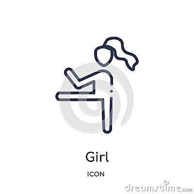 Linear girl icon from Health outline collection. Thin line girl icon isolated on white background. girl trendy illustration Vector Illustration