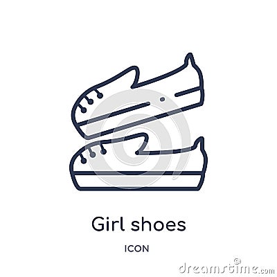 Linear girl shoes icon from Kid and baby outline collection. Thin line girl shoes icon isolated on white background. girl shoes Vector Illustration