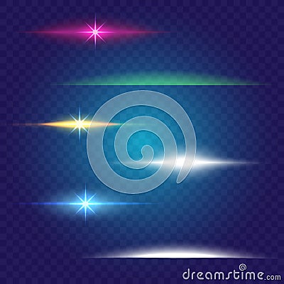 Linear glow light effect. Vector brushes set Vector Illustration