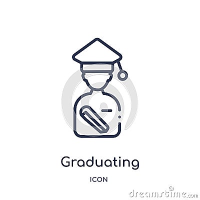 Linear graduating icon from Education outline collection. Thin line graduating vector isolated on white background. graduating Vector Illustration