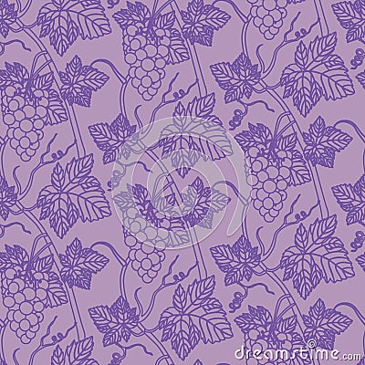 Linear grapes seamless pattern background Vector Illustration