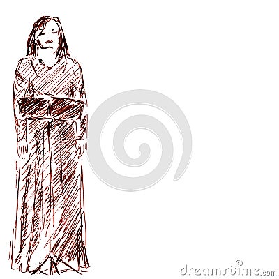 Linear graphic drawing classical singer on a white background Stock Photo