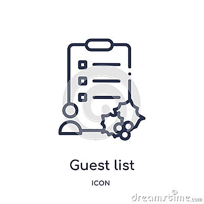 Linear guest list icon from Christmas outline collection. Thin line guest list vector isolated on white background. guest list Vector Illustration
