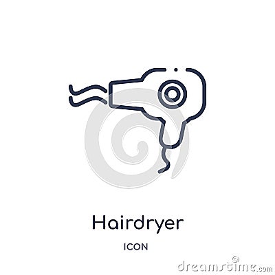 Linear hairdryer facing left icon from Beauty outline collection. Thin line hairdryer facing left vector isolated on white Vector Illustration