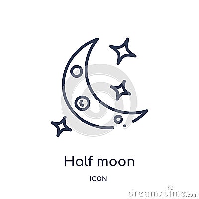 Linear half moon icon from Astronomy outline collection. Thin line half moon vector isolated on white background. half moon trendy Vector Illustration