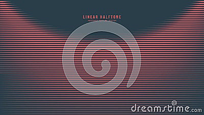 Linear Half Tone Pattern Vector Semicircle Border Red Black Abstract Background Vector Illustration