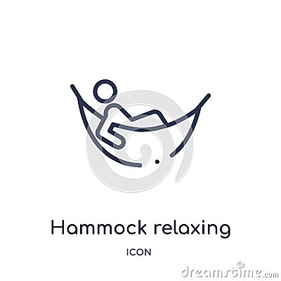 Linear hammock relaxing icon from Holidays outline collection. Thin line hammock relaxing icon isolated on white background. Vector Illustration