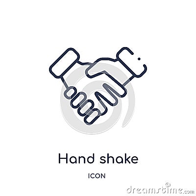 Linear hand shake icon from Customer service outline collection. Thin line hand shake vector isolated on white background. hand Vector Illustration