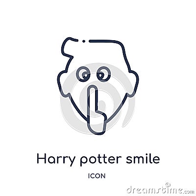 Linear harry potter smile icon from Emoji outline collection. Thin line harry potter smile vector isolated on white background. Vector Illustration