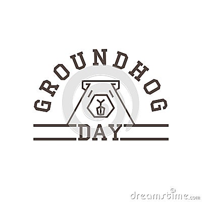 Linear head of Groundhog and words Groundhog Day Stock Photo