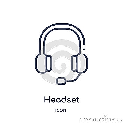Linear headset icon from Customer service outline collection. Thin line headset vector isolated on white background. headset Vector Illustration