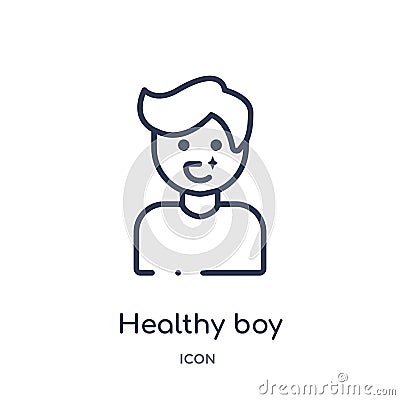 Linear healthy boy icon from Dentist outline collection. Thin line healthy boy icon isolated on white background. healthy boy Vector Illustration