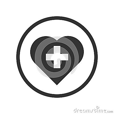 Linear Heart with cross icon - vector iconic design Vector Illustration