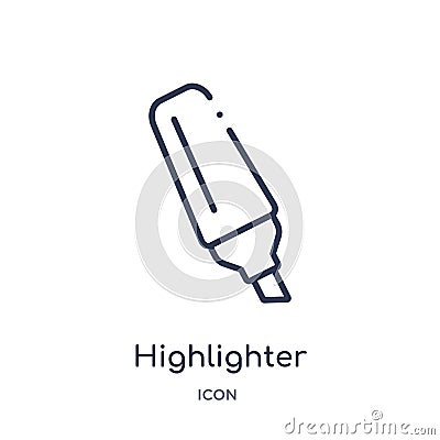 Linear highlighter icon from Education outline collection. Thin line highlighter vector isolated on white background. highlighter Vector Illustration