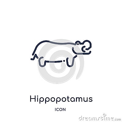 Linear hippopotamus icon from Animals outline collection. Thin line hippopotamus icon isolated on white background. hippopotamus Vector Illustration