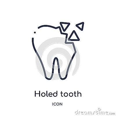 Linear holed tooth icon from Dentist outline collection. Thin line holed tooth icon isolated on white background. holed tooth Vector Illustration