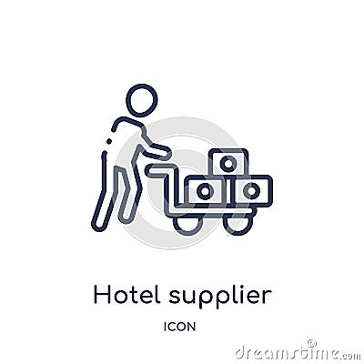 Linear hotel supplier icon from Humans outline collection. Thin line hotel supplier icon isolated on white background. hotel Vector Illustration