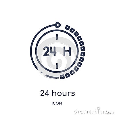 Linear 24 hours icon from Customer service outline collection. Thin line 24 hours vector isolated on white background. 24 hours Vector Illustration