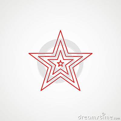 Linear icon of communism. Red multilayer star. Soviet emblem. Minimalist coat of arms of the USSR. Vector Vector Illustration