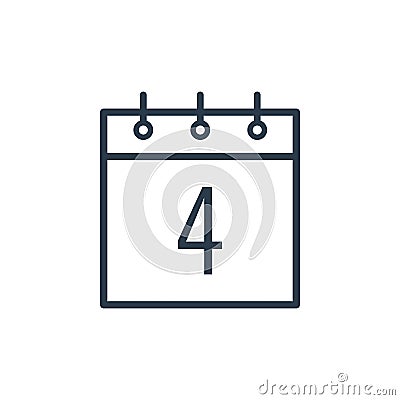 Linear icon of the Fourth day of the calendar. Stock Photo