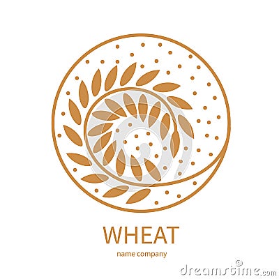 Linear icon of grains of wheat or other grain crops. Vector Illustration