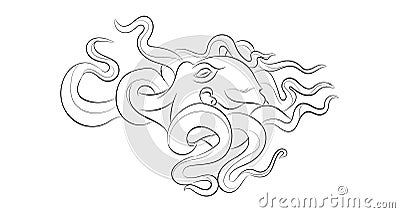 Linear illustration of octopus Vector Illustration