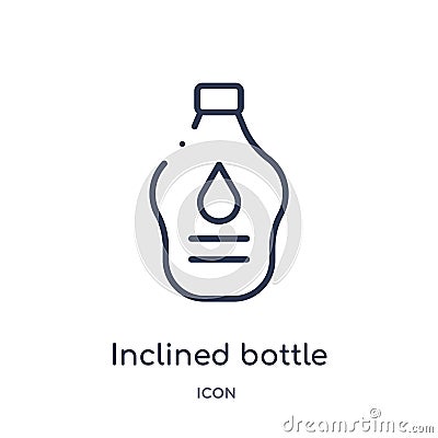 Linear inclined bottle icon from Beauty outline collection. Thin line inclined bottle vector isolated on white background. Vector Illustration