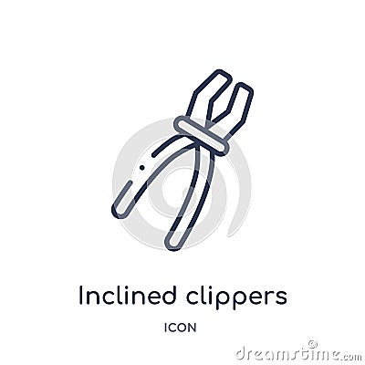 Linear inclined clippers icon from Construction outline collection. Thin line inclined clippers vector isolated on white Vector Illustration