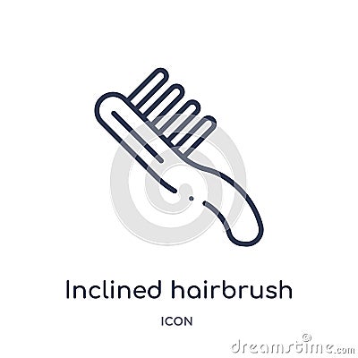 Linear inclined hairbrush icon from Beauty outline collection. Thin line inclined hairbrush vector isolated on white background. Vector Illustration
