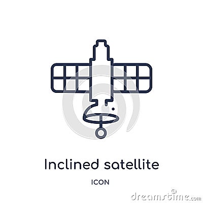 Linear inclined satellite icon from Astronomy outline collection. Thin line inclined satellite vector isolated on white background Vector Illustration