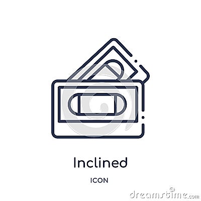 Linear inclined videocassette icon from Cinema outline collection. Thin line inclined videocassette icon isolated on white Vector Illustration