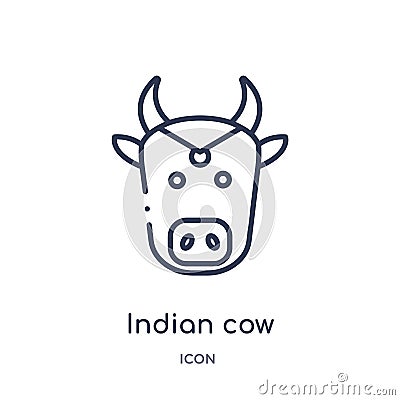 Linear indian cow icon from India outline collection. Thin line indian cow icon isolated on white background. indian cow trendy Vector Illustration