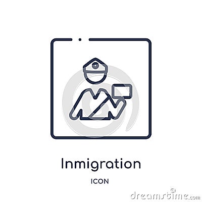 Linear inmigration check point icon from Maps and Flags outline collection. Thin line inmigration check point icon isolated on Vector Illustration