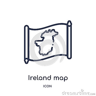 Linear ireland map icon from Countrymaps outline collection. Thin line ireland map vector isolated on white background. ireland Vector Illustration