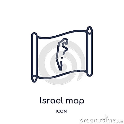 Linear israel map icon from Countrymaps outline collection. Thin line israel map vector isolated on white background. israel map Vector Illustration