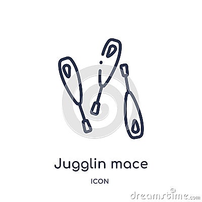 Linear jugglin mace icon from Circus outline collection. Thin line jugglin mace vector isolated on white background. jugglin mace Vector Illustration